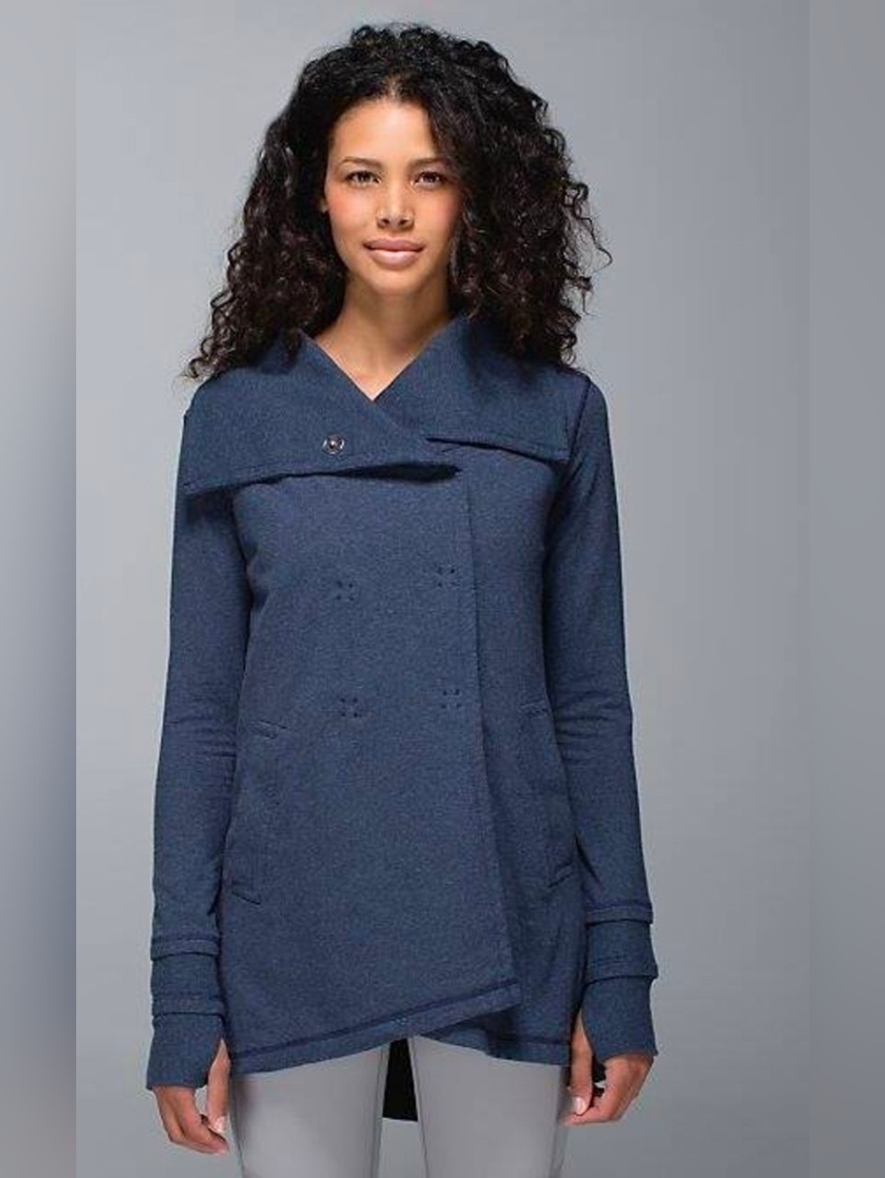 Lululemon Women's Navy Gratitude Wrap Sweatshirt Jacket size 8